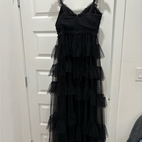 "GIGI" LONG RUFFLE MESH DRESS - Picture 5 of 6